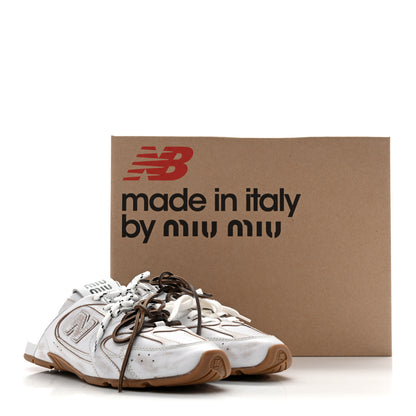 Miu Miu X NEW BALANCE Bleached Calfskin 530 SL Slip-On Sneakers Mules 40 White 9 of 9
