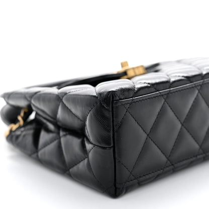 Chanel Shiny Aged Calfskin Quilted Nano Kelly Shopper Black 9 of 11
