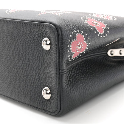 Louis Vuitton LOUIS VUITTON Taurillon Flowers Capucines PM Black 9 of 9