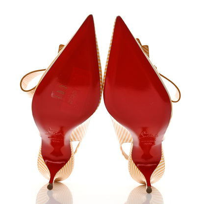 Christian Louboutin Patent Stripes Clare Nodo 80 Pumps 36.5 Banana White 5 of 7