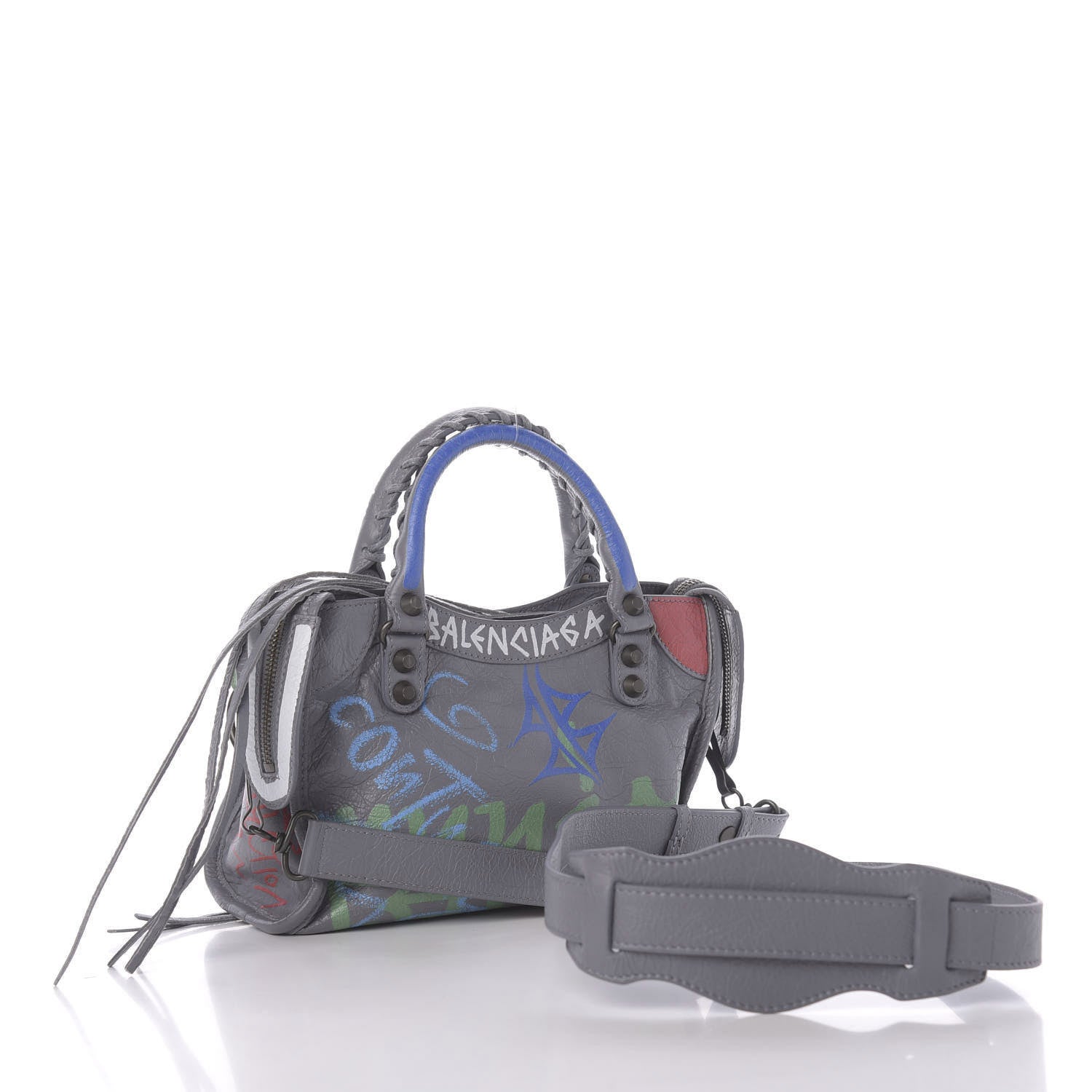 Balenciaga Agneau Classic Hardware Graffiti Mini City Grey 5 of 12