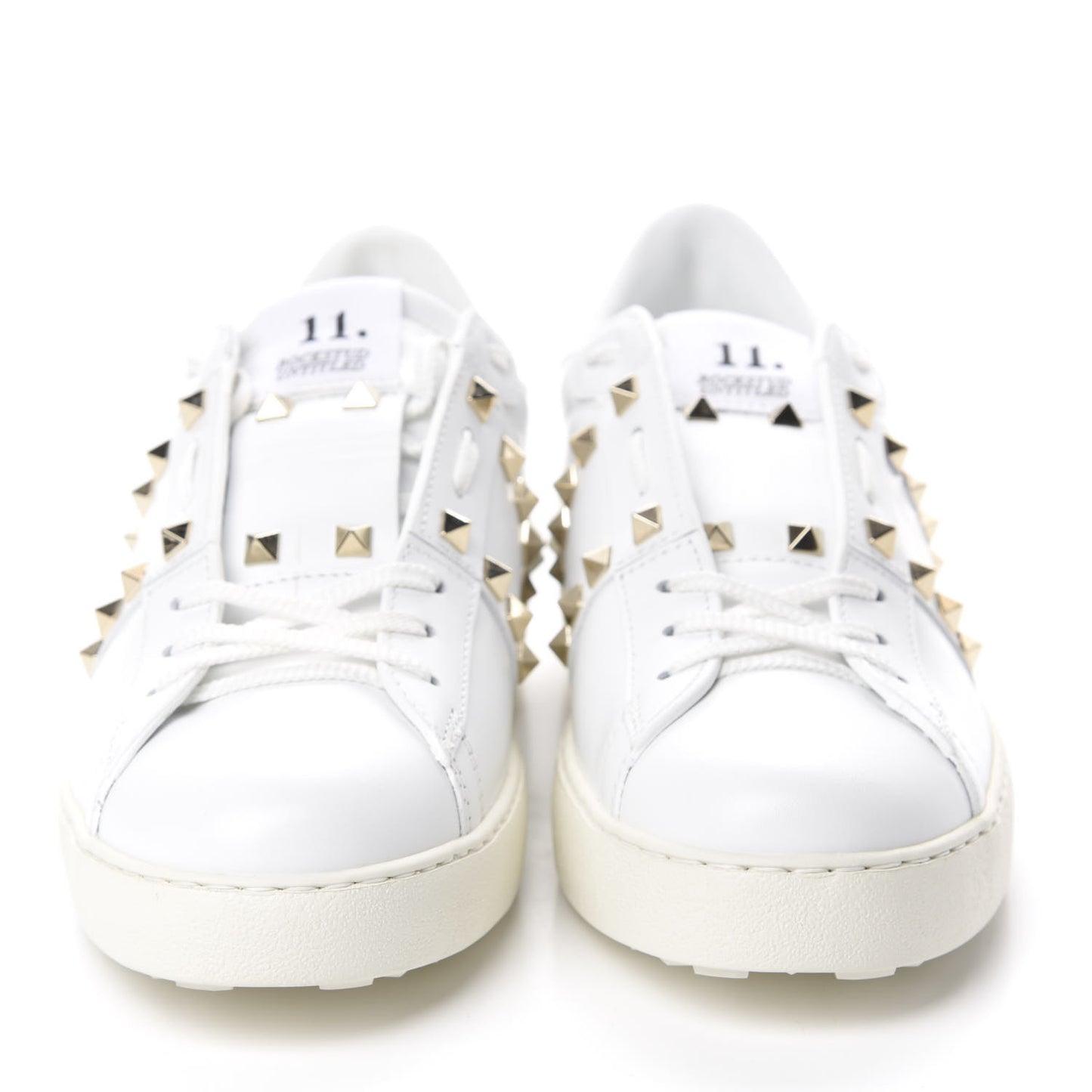 Calfskin Womens Rockstud Untitled Open Sneakers 41.5 White