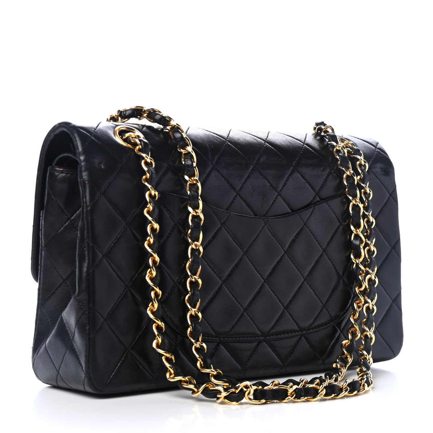 Lambskin Quilted Medium Double Flap Black