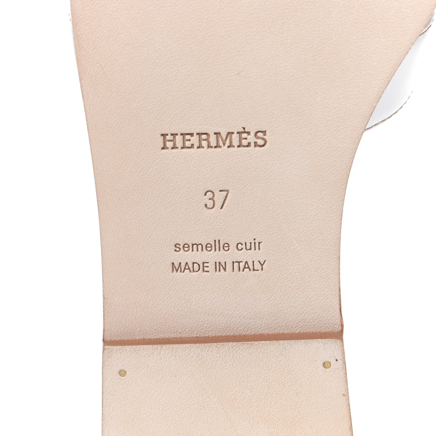 Hermes Box Calfskin Oran Sandals 37 White 7 of 11