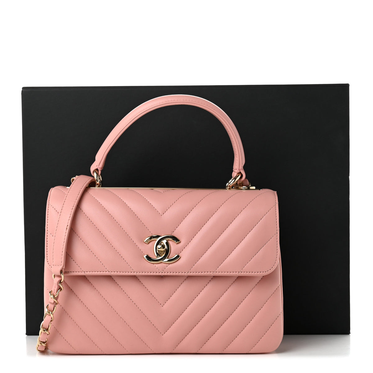 Chanel Lambskin Chevron Quilted Small Trendy CC Dual Handle Flap Bag Light Pink 10 of 10