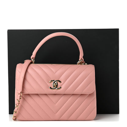 Chanel Lambskin Chevron Quilted Small Trendy CC Dual Handle Flap Bag Light Pink 10 of 10