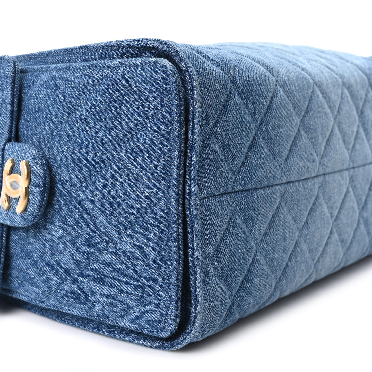 Washed Denim Quilted Small Chanel 25 Handbag Blue