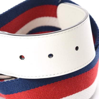 Gucci Nylon Calfskin Sylvie Web Double G 40mm Belt 85 34 Mystic White Hibiscus Red Maritime 4 of 6