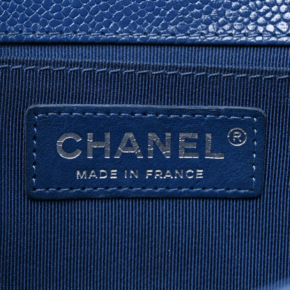 Chanel Caviar Chevron Quilted Medium Boy Flap Navy 6 of 14