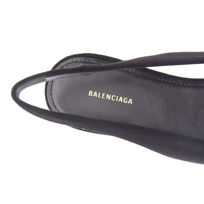 Balenciaga Velvet BB Knife Pointy Toe Slingback Flats 36.5 Black 7 of 11