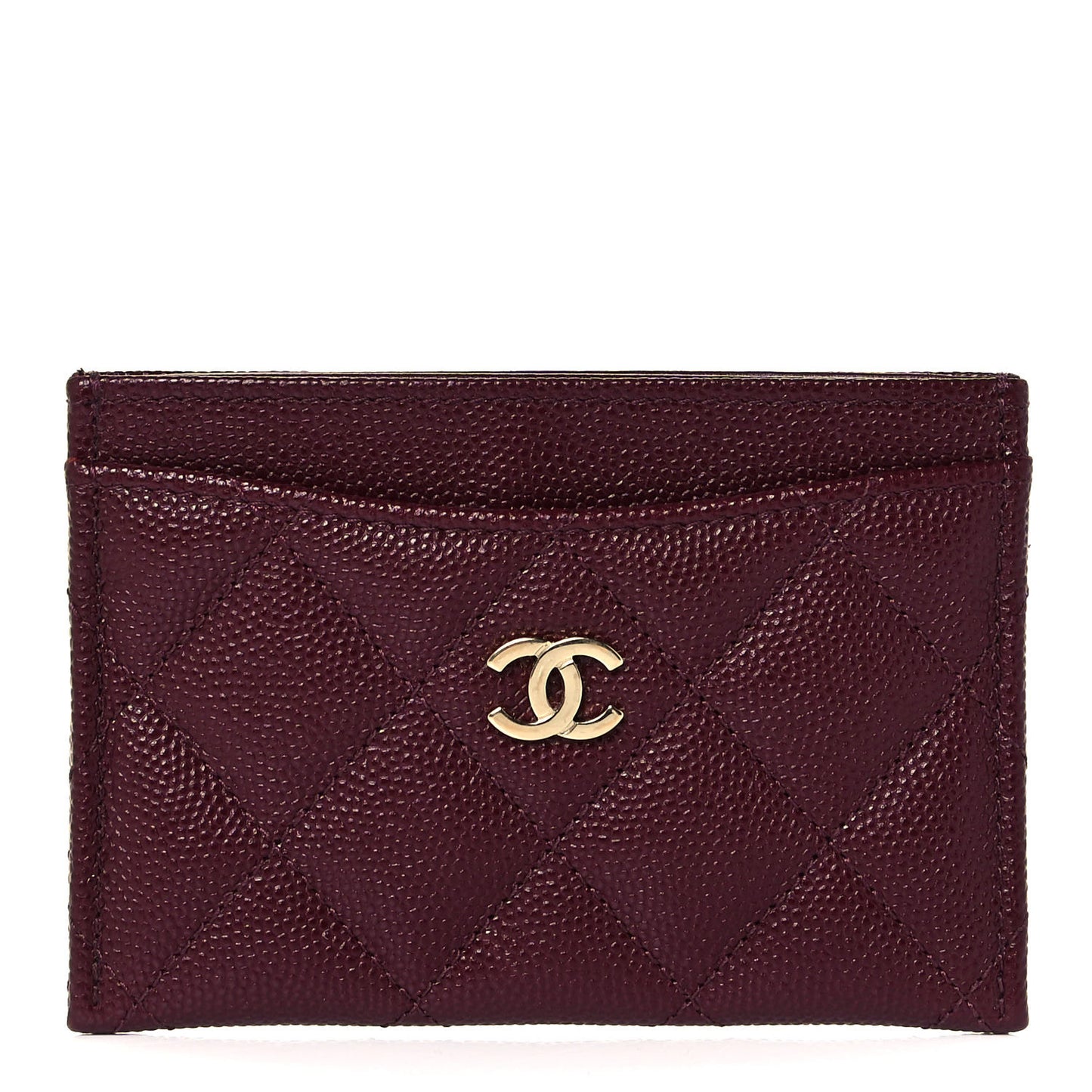 Caviar Quilted Card Holder Burgundy