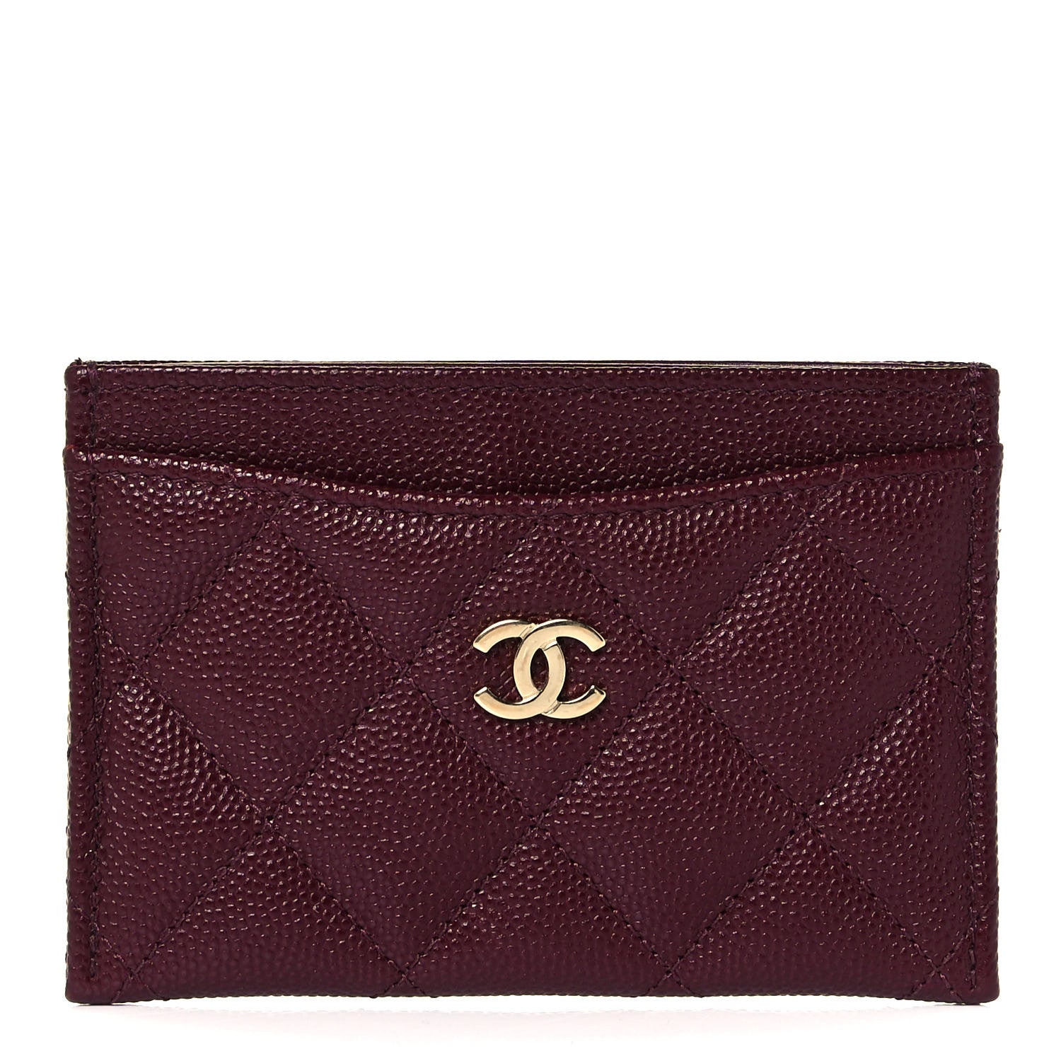 Chanel Caviar Quilted Card Holder Burgundy 1 of 12
