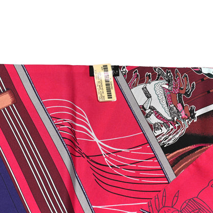 Hermes Silk Carre En Carres Maxi Twilly Rose Indien Bordeaux Vert 2 of 5
