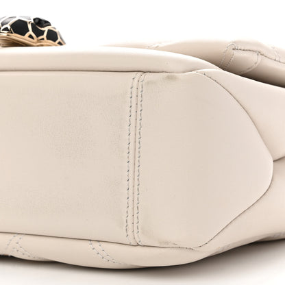Bulgari Calfskin Matelasse Small Serpenti Cabochon Shoulder Bag White 10 of 12