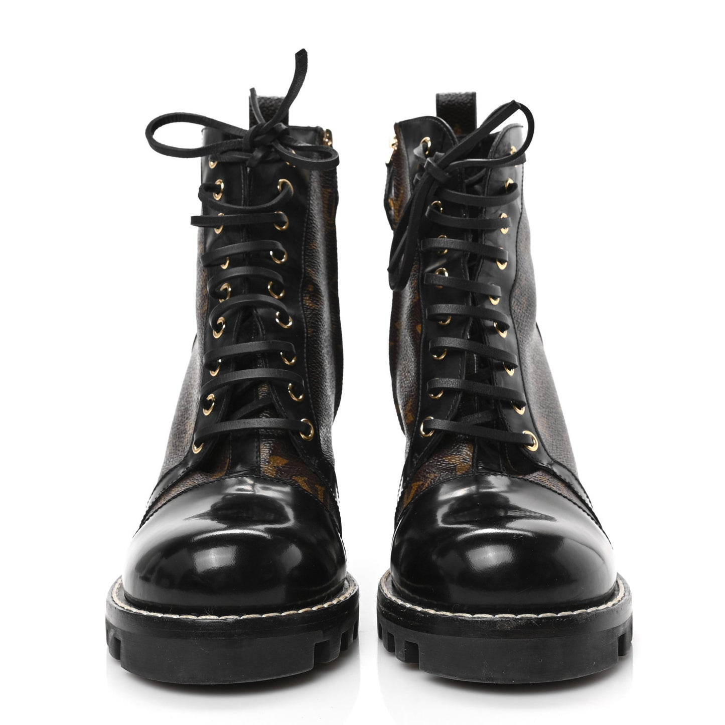 Patent Calfskin Monogram Star Trail Ankle Boots 41 Black