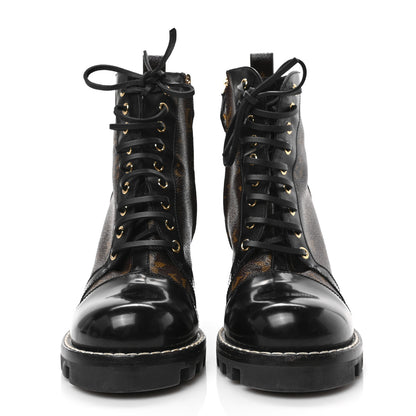 Louis Vuitton Patent Calfskin Monogram Star Trail Ankle Boots 41 Black 2 of 6