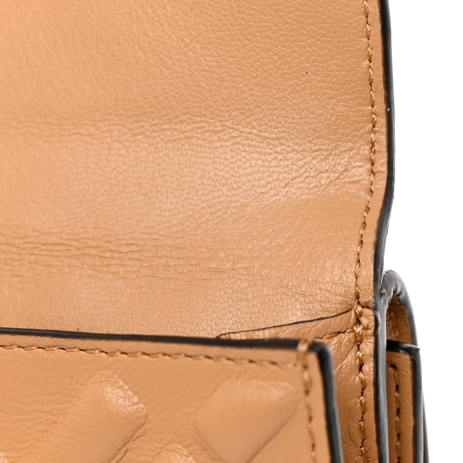 Fendi Nappa Matisse FF Diagonal Embossed Micro Tri-Fold Wallet Miele Scuro 8 of 16