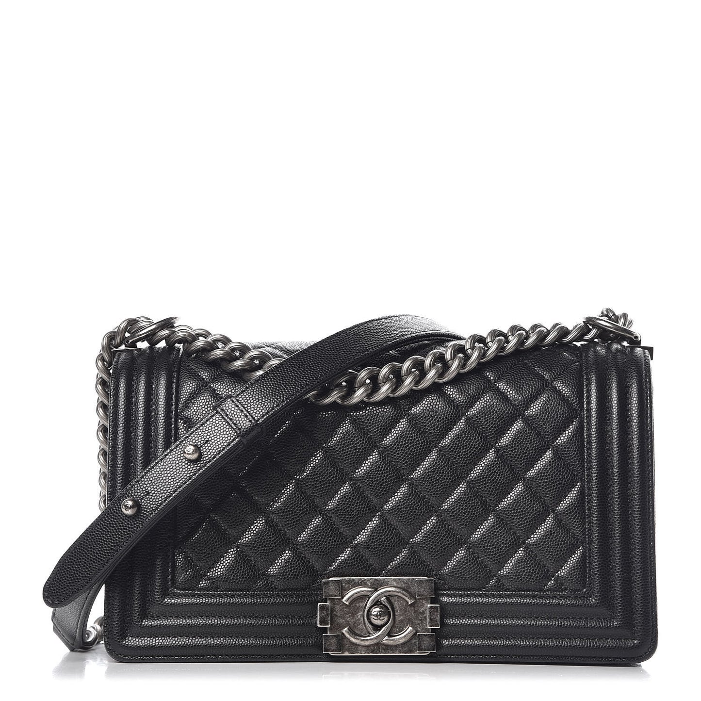 Caviar Quilted Medium Boy Flap Black