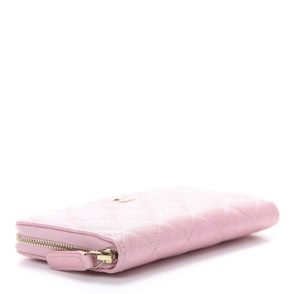 Chanel Iridescent Caviar Quilted Medium Zip Around Wallet Pink 4 of 9