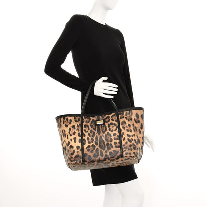 Dolce & Gabbana Coated Canvas Leopard Print Miss Escape Tote 2 of 6