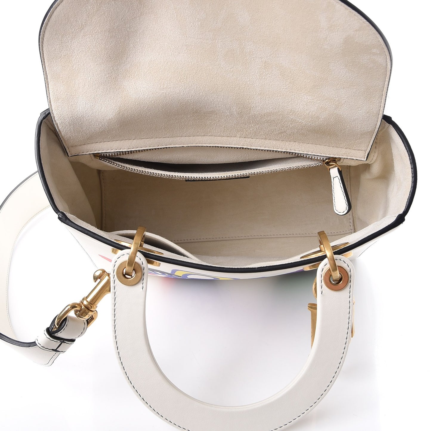 Calfskin Niki De Saint Phalle Love Medium Supple Lady Dior Off White