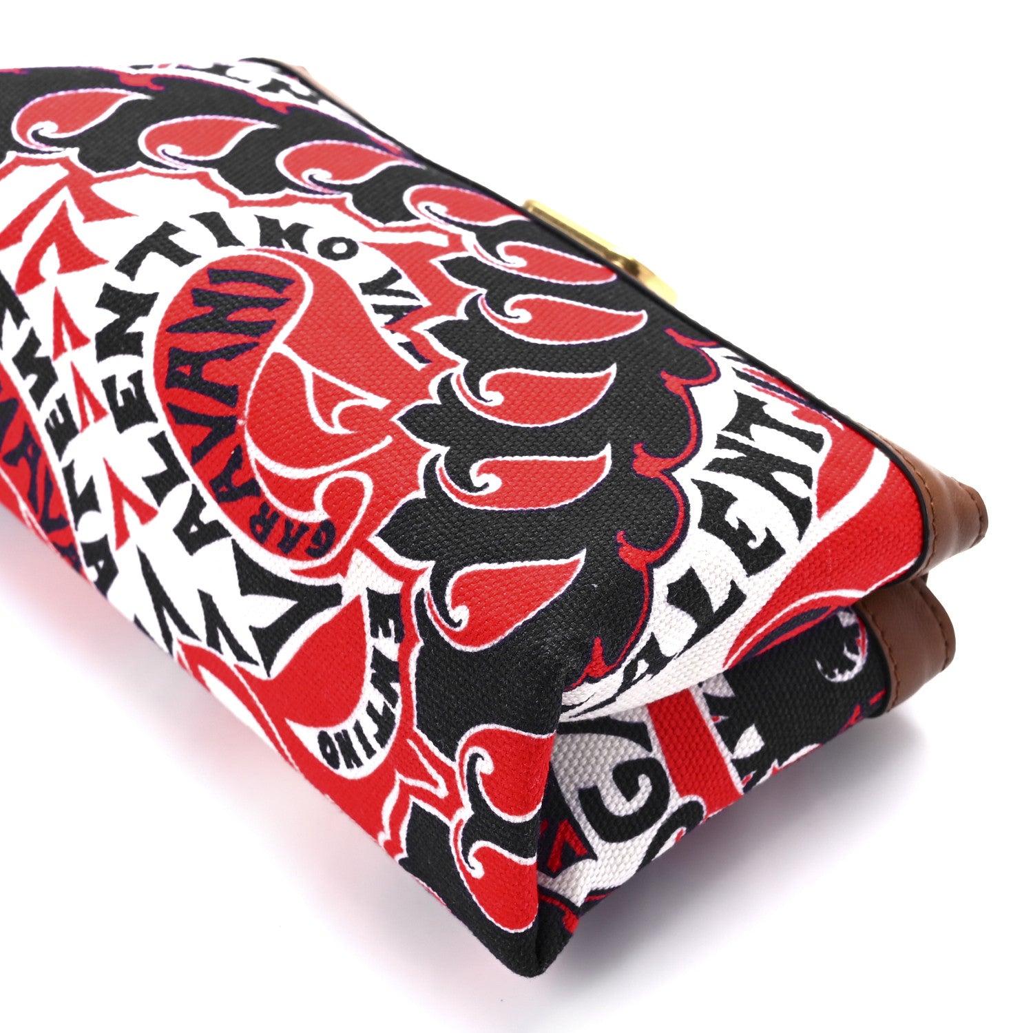 Valentino Garavani Calfskin Canvas VLogo Archive Manifesto Bandana Print Red Multicolor 9 of 10