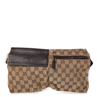Gucci GG Monogram Double Pocket Belt Bag Dark Brown 1 of 11