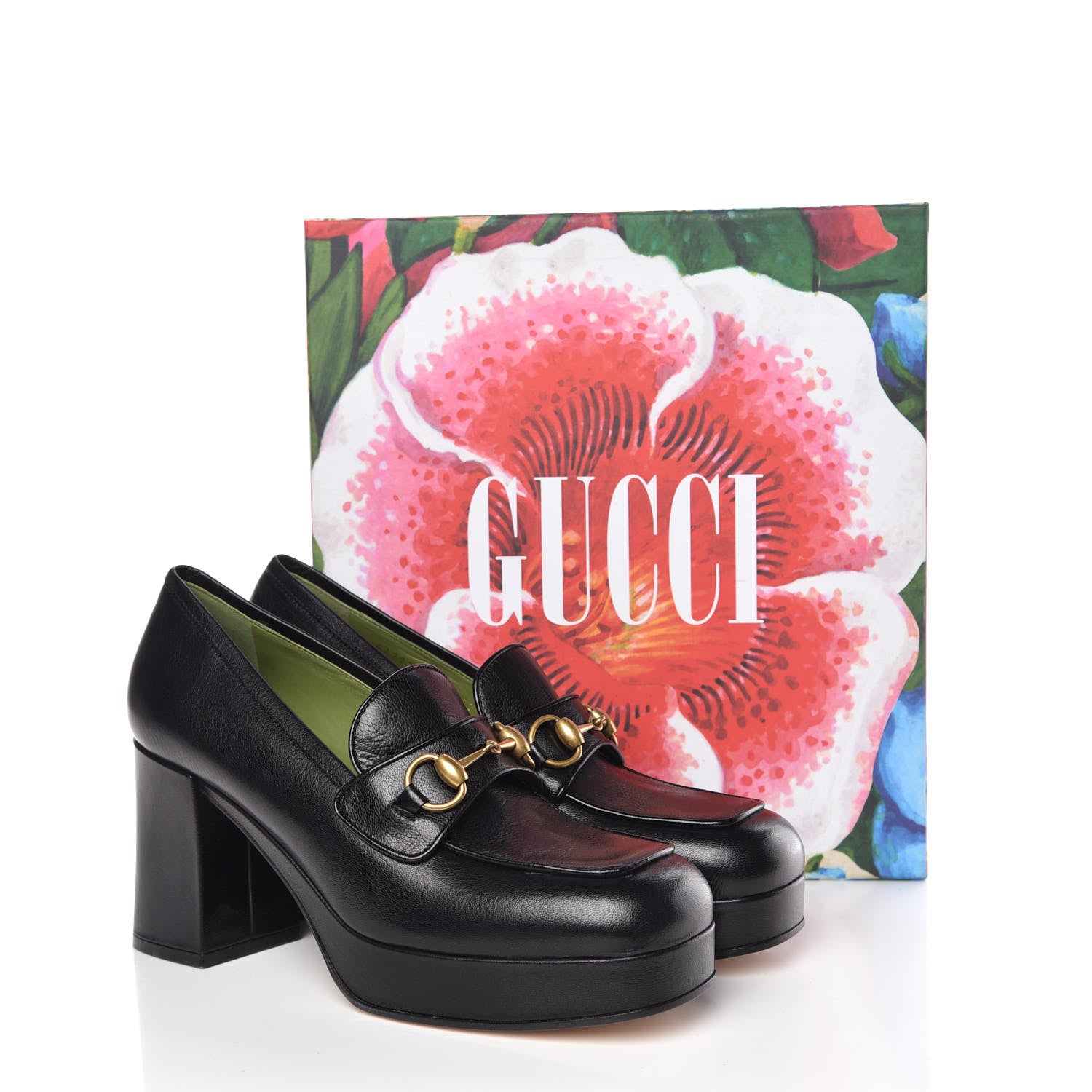 Gucci Goatskin Houdan Mid Heel Platform Loafers 40 Black 9 of 9