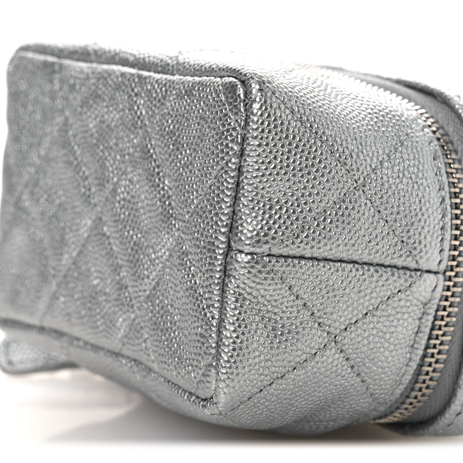 Chanel Metallic Caviar Quilted Mini Top Handle Vanity With Chain Silver 10 of 10