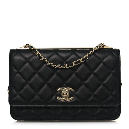 Chanel Lambskin Quilted Trendy CC Wallet On Chain WOC Black 1 of 14