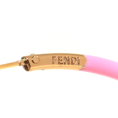 Fendi Metal Enamel Large F is Fendi Hoop Earrings Pink Gold 4 of 5