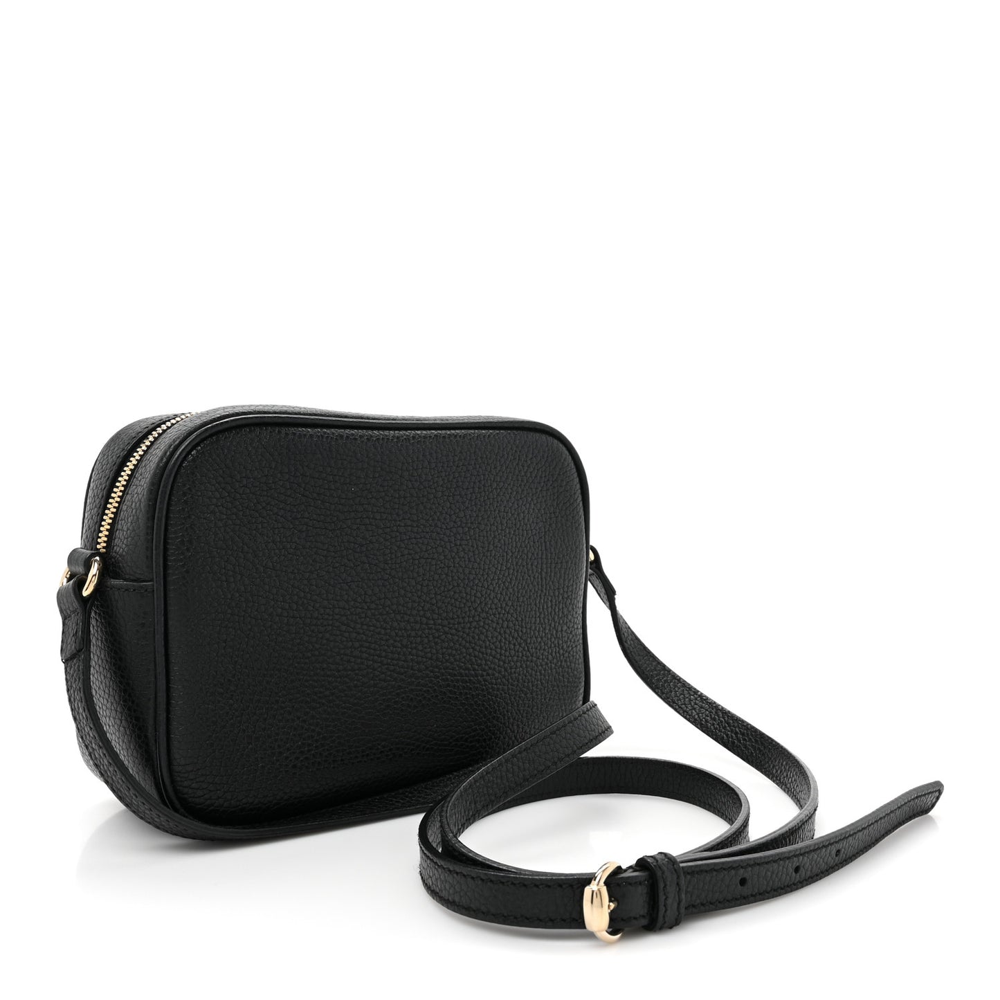 Pebbled Calfskin Small Soho Disco Bag Black
