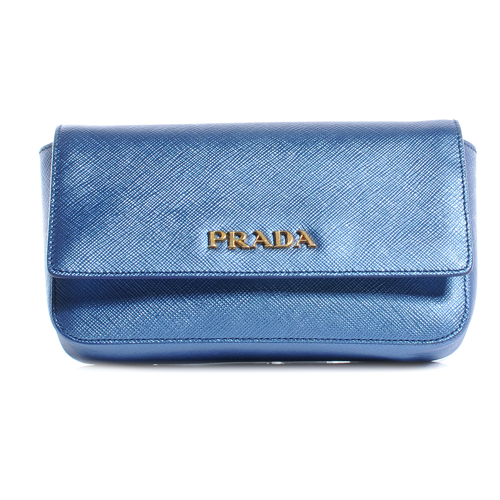 Prada Saffiano Mordore Box Clutch Denim 1 of 10