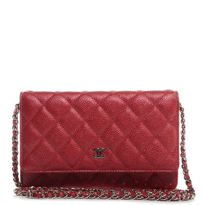 Chanel Caviar Quilted Wallet On Chain WOC Dark Pink 1 of 9