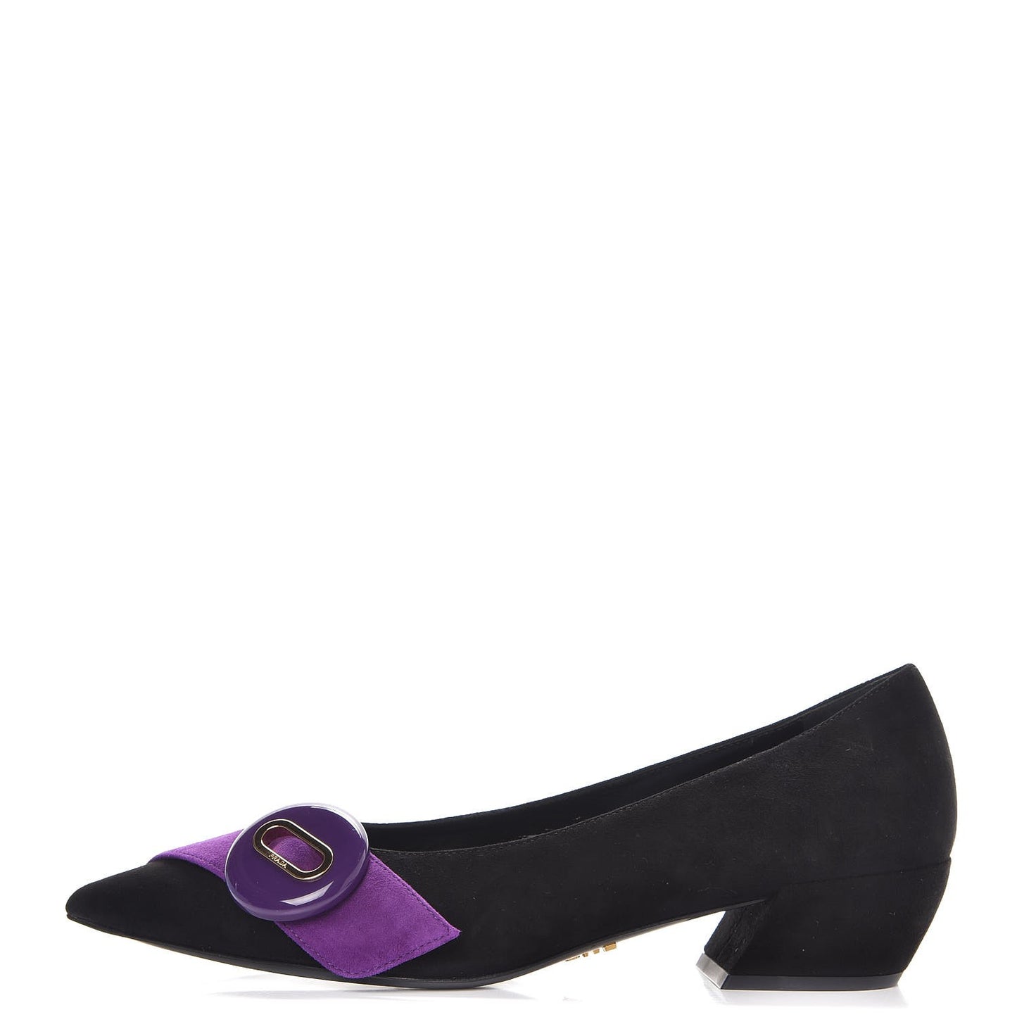 Suede Button Flats 37.5 Black Petunia