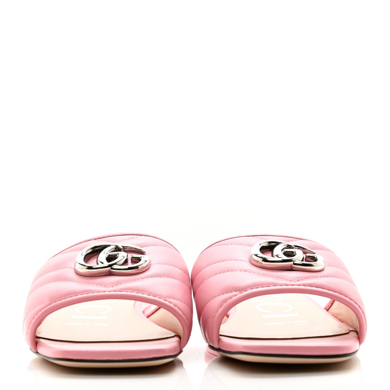 Gucci Nappa Matelasse GG Marmont Flat Slide Sandals 35 Wild Rose 2 of 9