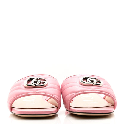 Gucci Nappa Matelasse GG Marmont Flat Slide Sandals 35 Wild Rose 2 of 9