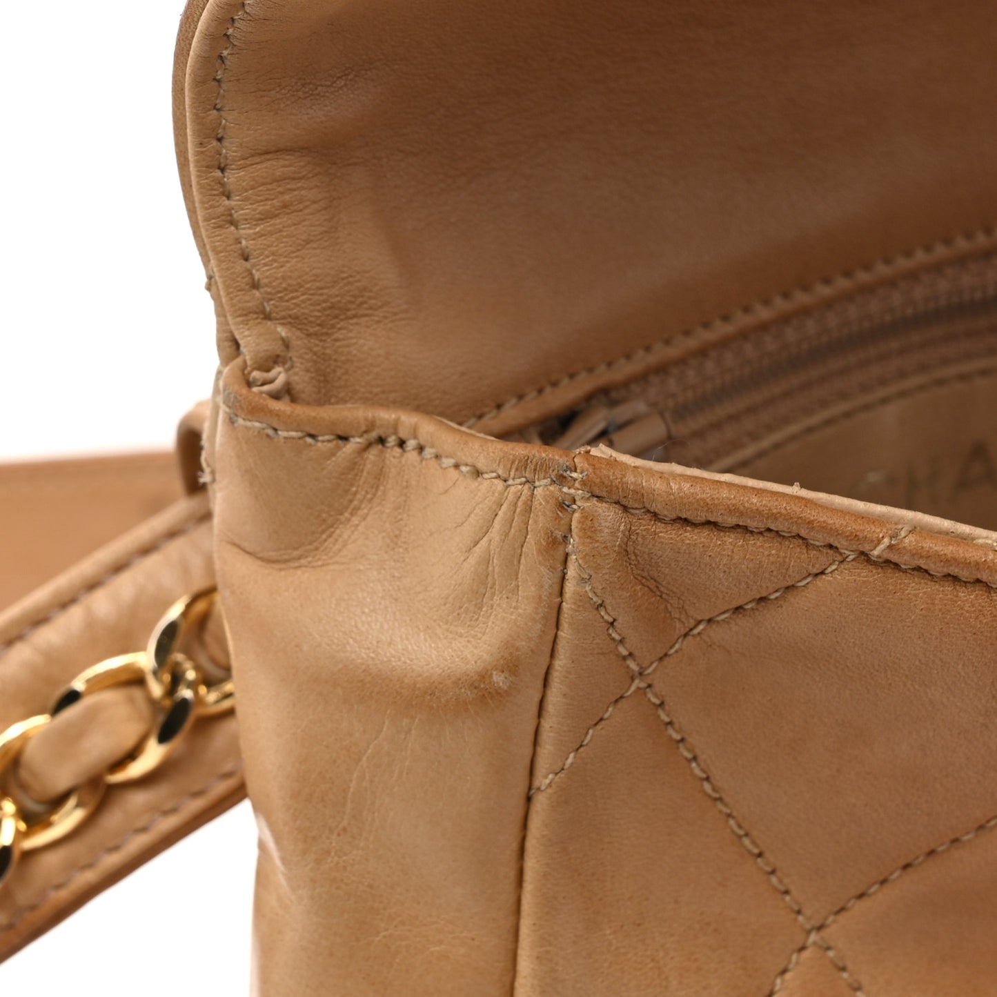 Lambskin Quilted Flap Waist Belt Bag 65 26 Beige