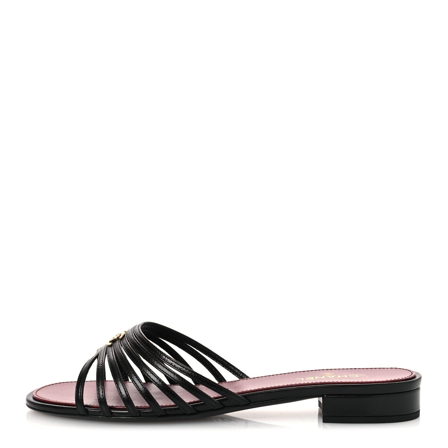 Chanel Goatskin Caged CC Slide Sandals 39 Black 1 of 11