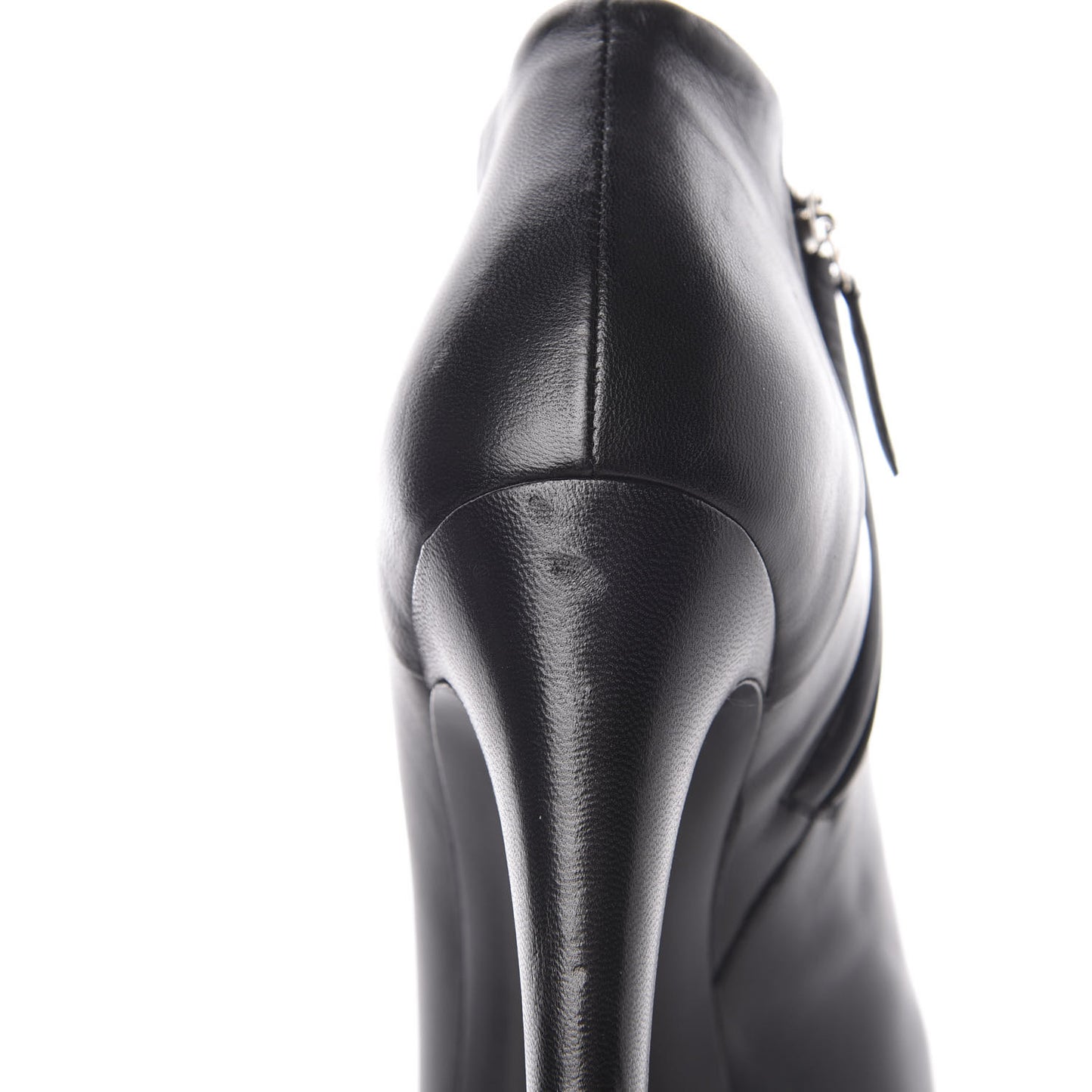Lambskin CC Platform Cap Toe Chain Ankle Boots 38.5 Black