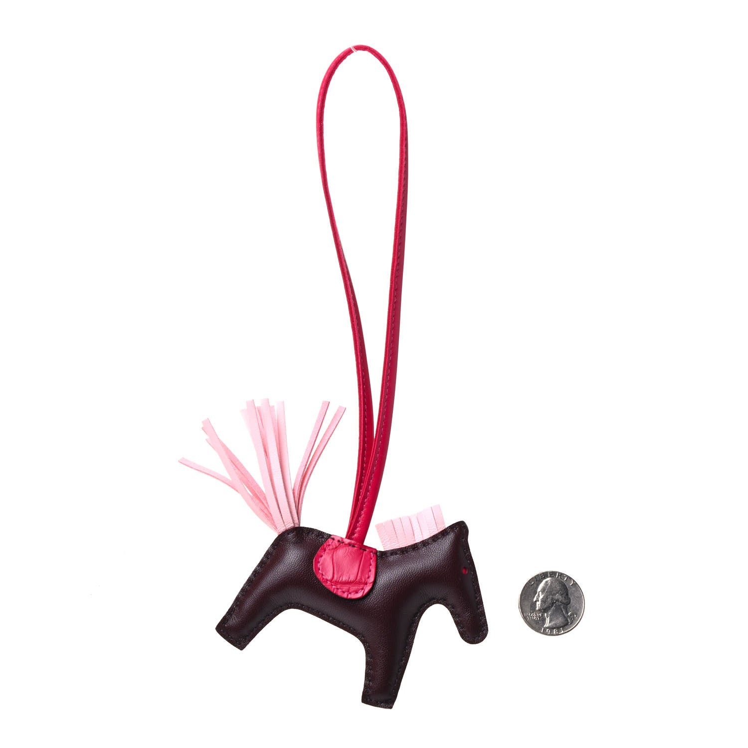 Hermes Milo Lambskin Matte Alligator Touch Grigri Rodeo Horse Bag Charm PM Rouge Sellier Framboise Rose Sakura 2 of 3