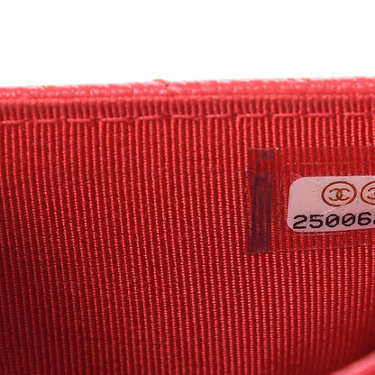 Chanel Caviar Chevron Quilted Flap Card Holder Red 7 of 9