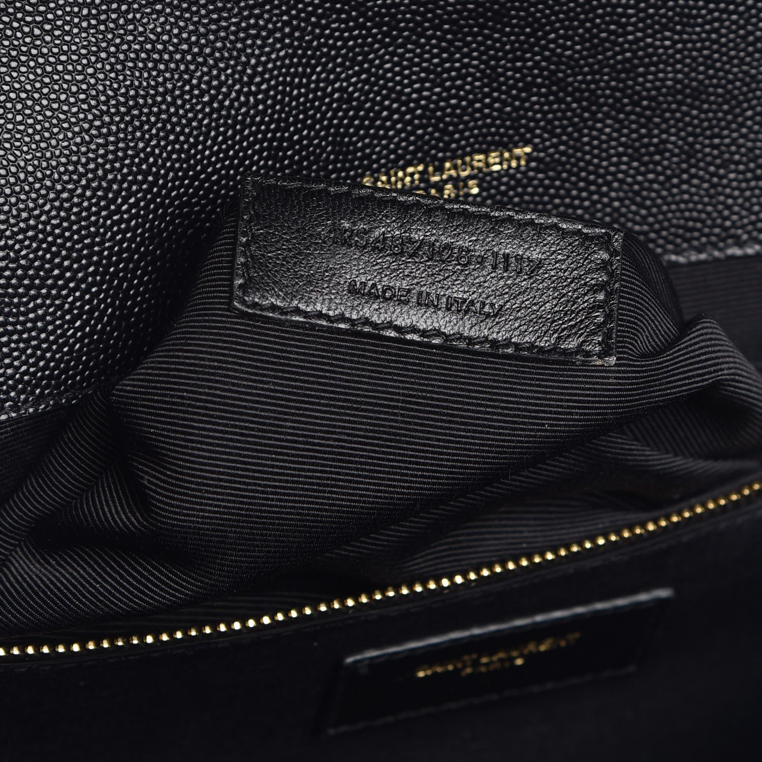 Saint Laurent Grain De Poudre Matelasse Chevron Large Monogram Satchel Black 8 of 9