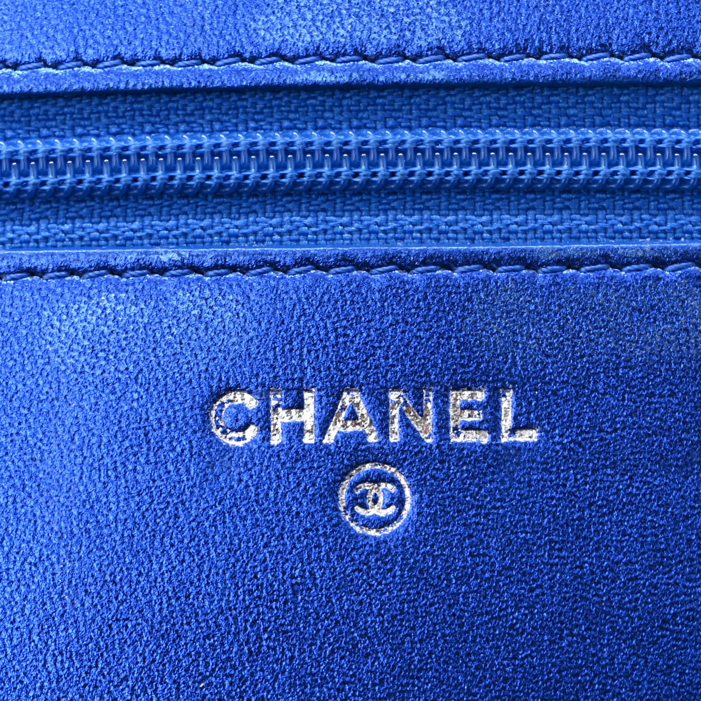 Metallic Patent Calfskin Quilted Boy Wallet on Chain WOC Blue