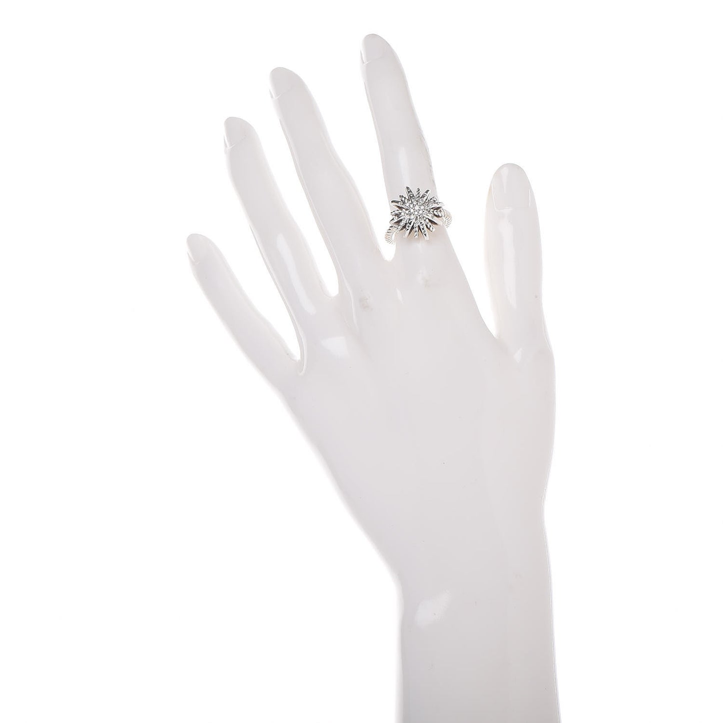 Sterling Silver Diamond 17mm Starburst Ring 49 5