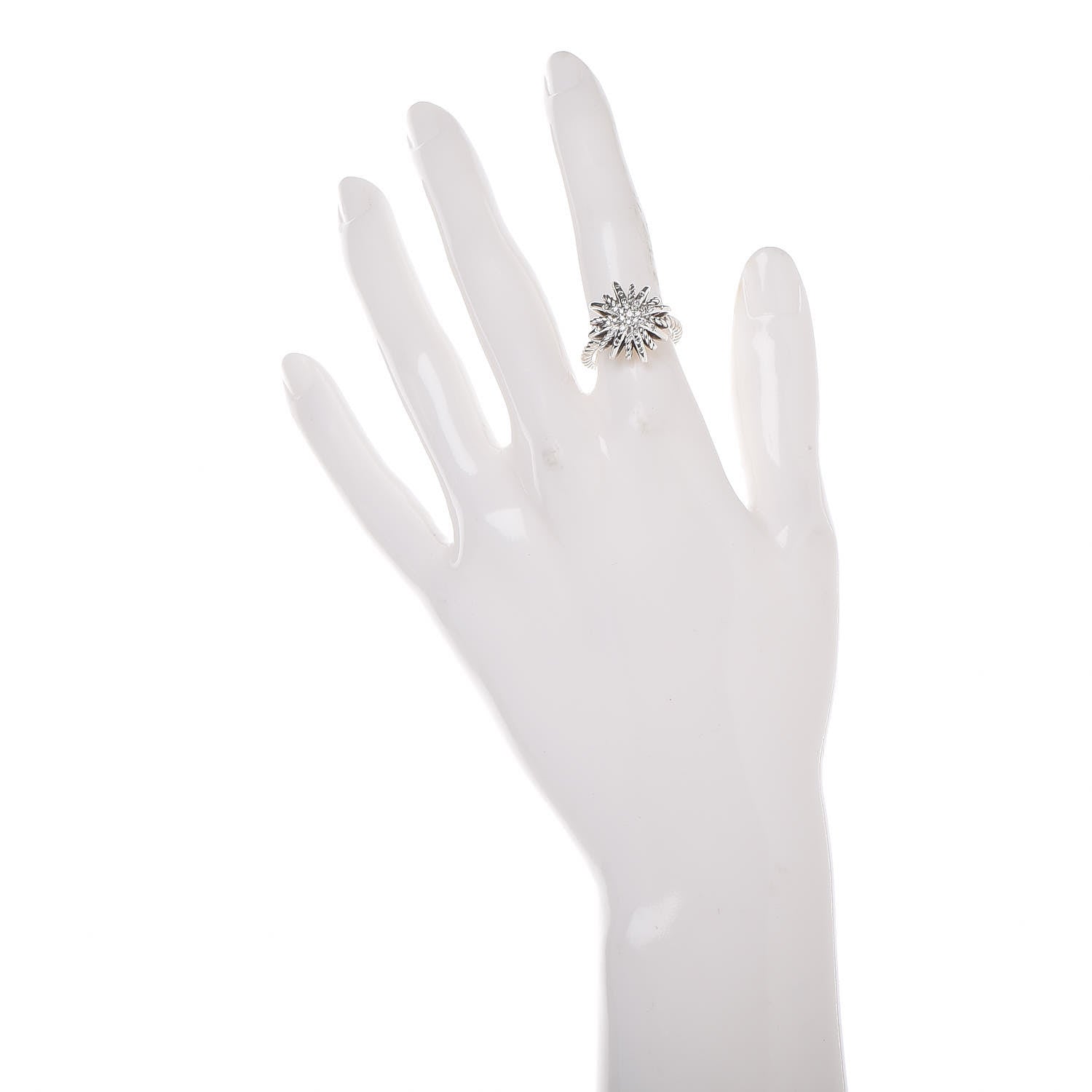David Yurman Sterling Silver Diamond 17mm Starburst Ring 49 5 2 of 5