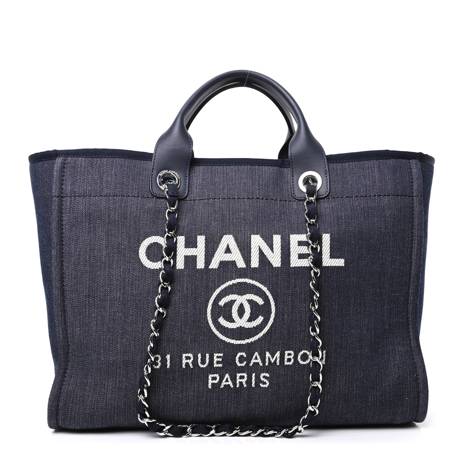 Chanel Denim Medium Deauville Tote Dark Blue 1 of 9