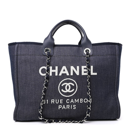 Chanel Denim Medium Deauville Tote Dark Blue 1 of 9