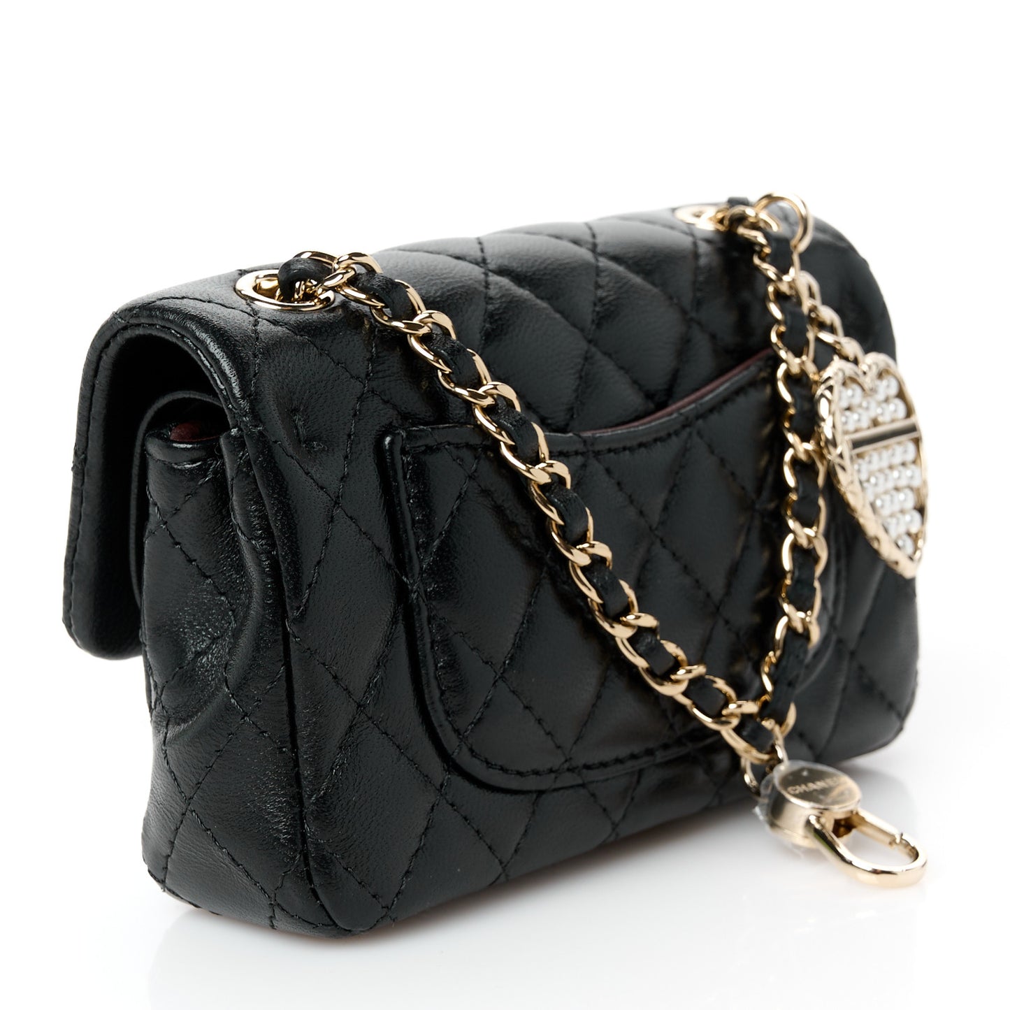 Lambskin Quilted Mini Double Flap With Hook Black