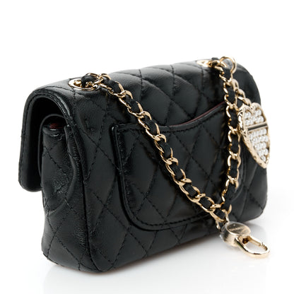 Chanel Lambskin Quilted Mini Double Flap With Hook Black 3 of 12